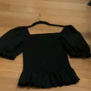 Cute black ruffle crop top